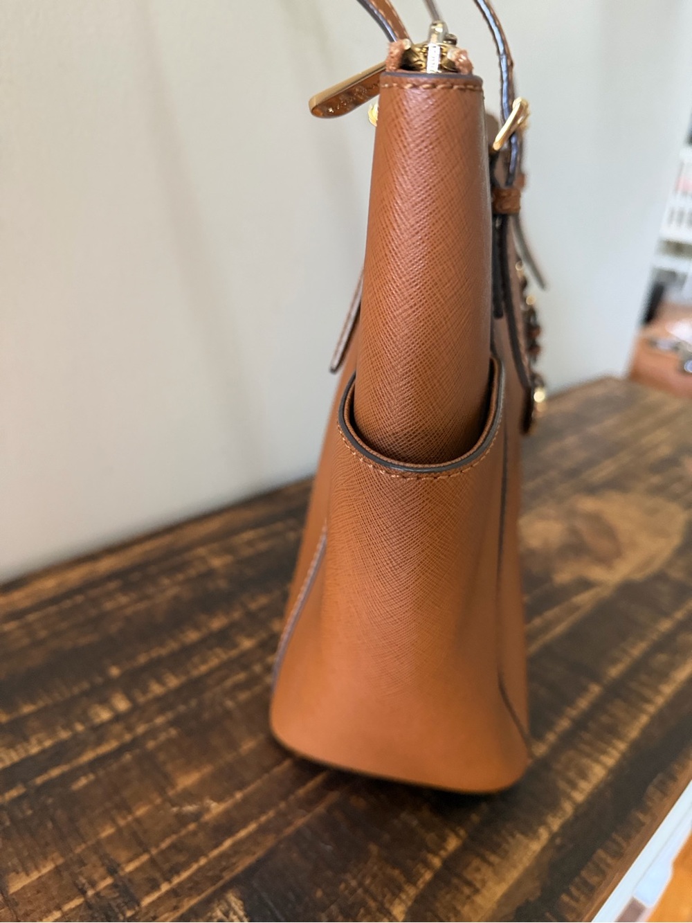 Michael Kors Cognac Tote with MK Charm - Picture 4 of 9